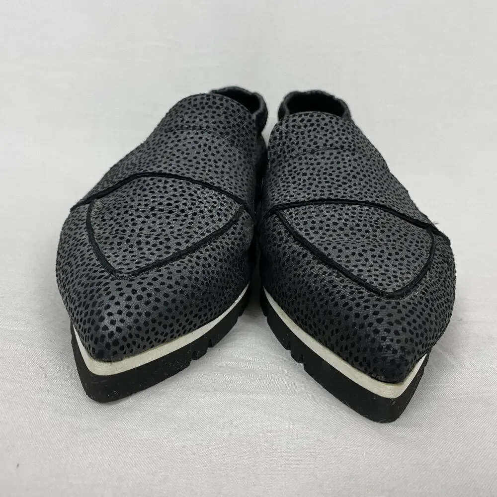 AGL Pointer Loafer Womens 9 39.5 Gray Black Slip On Shoes‎ Flats Italy Luxury